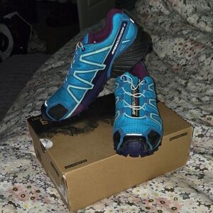 Salomon Women's Speedcross 4 Trail Shoes- Hawaiian Surf/Astral Aura/Grape Juice